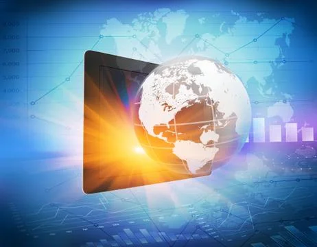 Graphs and maps on the tablet Stock Illustration