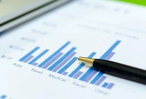 Graphs and pen Stock Photos