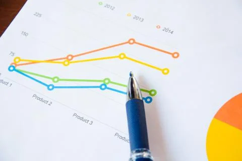 Graphs and pen Stock Photos