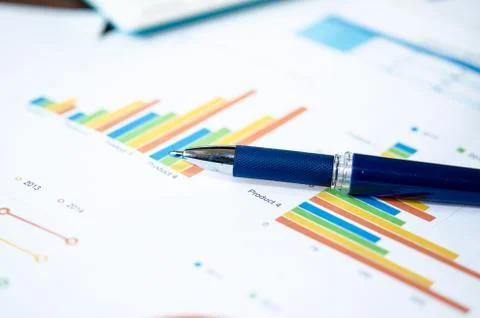 Graphs and pen Foto stock