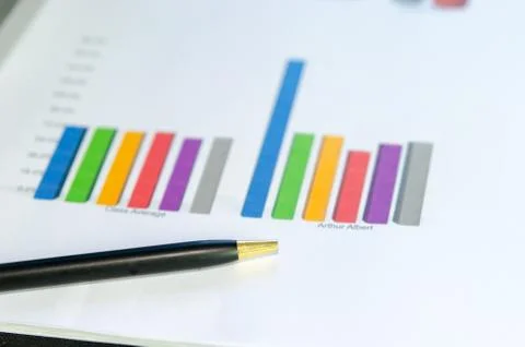 Graphs and pen Stock Photos