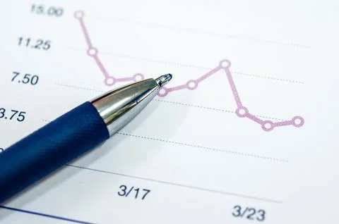 Graphs and pen Stock Photos
