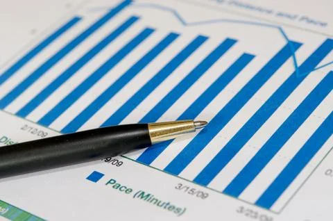 Graphs and pen Stock Photos
