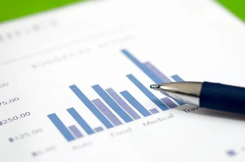 Graphs and pen Stock Photos