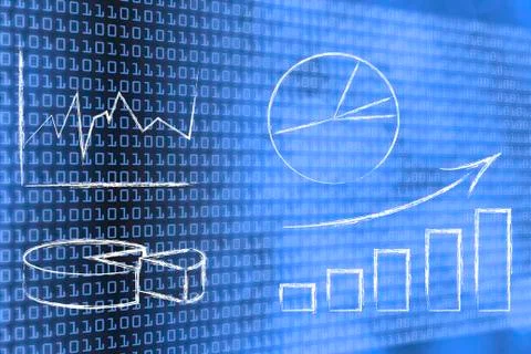 Graphs and stats: business intelligence and data analysis Illustrazione stock