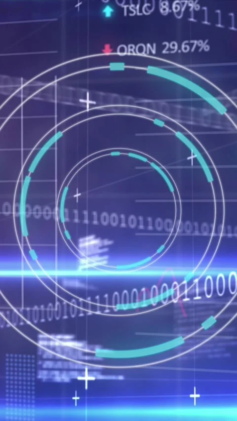 Graphs, binary and financial data processing on dark background Stock Footage 344722963
