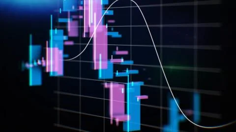 Graphs, charts and data. Perfect Flight through Business Network. Stock. Looped Stock Illustration