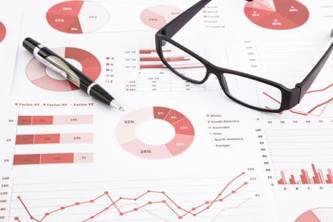 Graphs, charts, data analysis and summarizing report Stock Photos