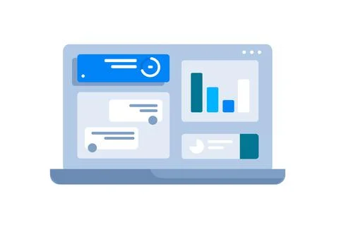 Graphs on laptop screen Stock Illustration