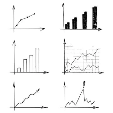 Graphs vector illustrations. Stock Illustration