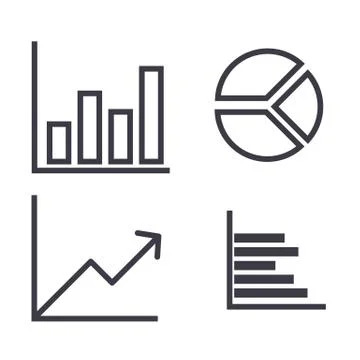 Graphs vector line icon, sign, illustration on background, editable strokes Stock Illustration