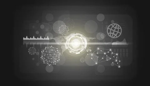 Graphs, world map, network and other elements イラスト素材