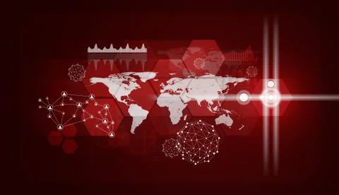 Graphs, world map, network and other elements 스톡 일러스트