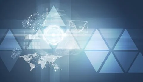 Graphs, world map, network and other elements イラスト素材