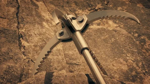 Grappling Hook Grips Cliff Face Mountain Climbing 3 Shots Stock Footage 340143677