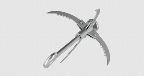 Grappling hook rotating rotation animation seamlessly loopable. 3D renderin.. Stock Footage 321245628