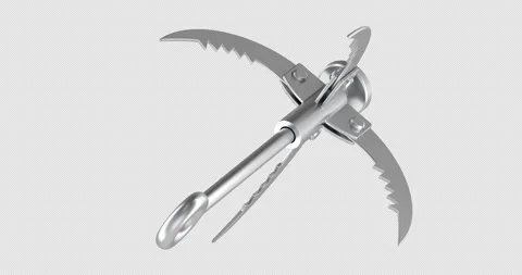 Grappling hook tool rotation animation seamlessly loopable. 3D rendering is.. Stock Footage 325742464