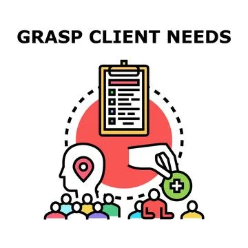 Grasping client needs and understanding customer requirements Stock Illustration