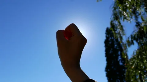 Grasping the sun with hand Video stock 67817572