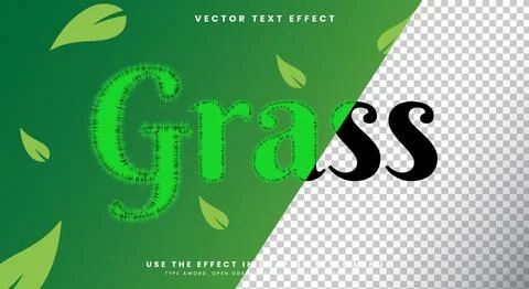 Grass 3d style editable text effect Stock Illustration