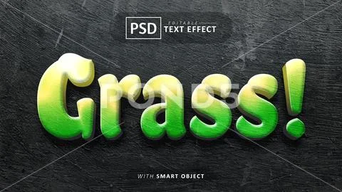 Grass 3d text effect editable PSD 템플릿