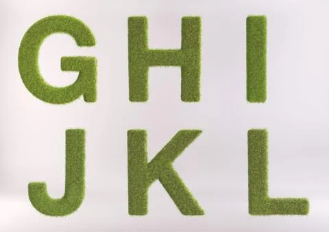 Grass Alphabet - 3D Rendered Grass Letters and Numbers Illustration