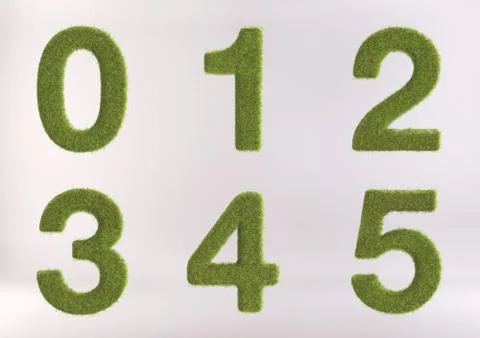 Grass Alphabet - 3D Rendered Grass Letters and Numbers Ilustração Stock