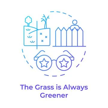 Grass always greener blue gradient concept icon Stock Illustration