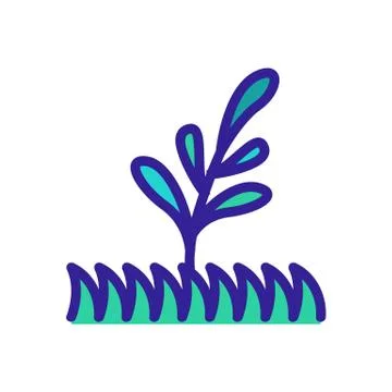 Grass and bluegrass icon vector outline illustration Stock Illustration