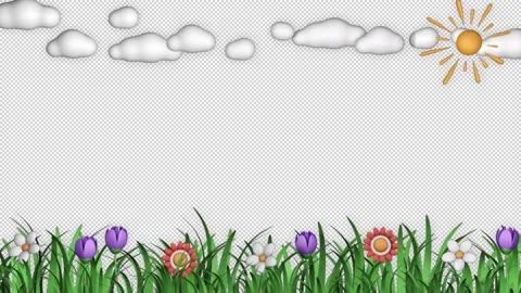 Grass and clouds frame, cartoon loop animation 3D Stock Footage 172123074