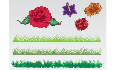 Grass and flowers Illustrazione stock