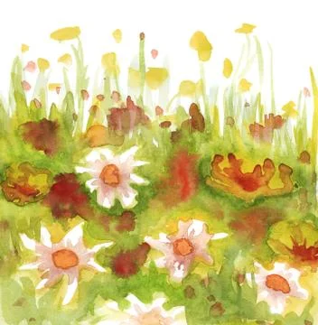 Grass and flowers Stock Illustration