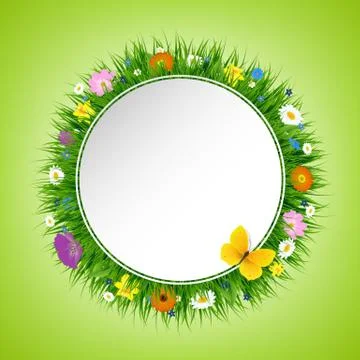 Grass And Flowers Postcard Stock Illustration
