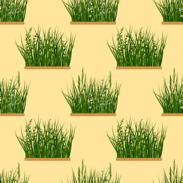 Grass and Flowers, Seamless Stock Illustration