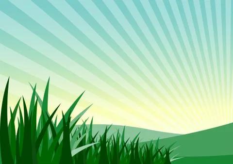 Grass and mountain Illustrazione stock