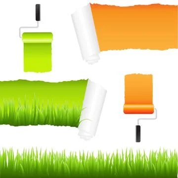 Grass and paper elements Stock Illustration