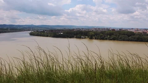 Grass and river, landscape Stock Footage 92570687