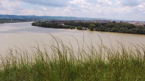Grass and river, landscape Stock Footage 92571469