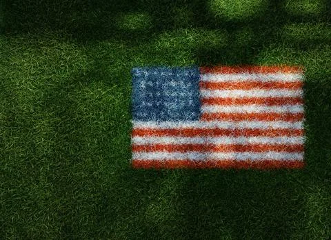 The grass and stripes 3D render of USA flag grown from grass Stock Photos