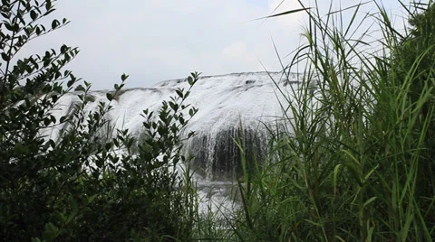 Grass and waterfall Видео 32168459