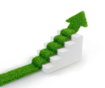 Grass arrow on stairs, artwork Stock Illustration