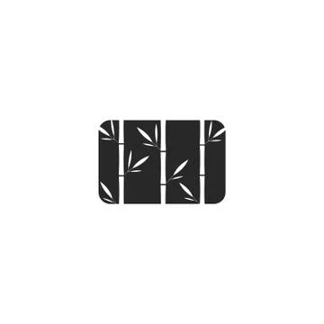 Grass bamboo logo rectangle shape, black and white negative, space style, cre Stock Illustration