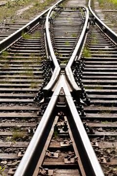 Grass between on the railway Stock Photos