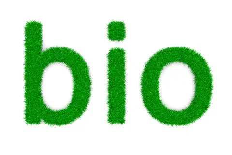 Grass Bio Text Sign Shape on White Background 3D Illustration Stock Illustration