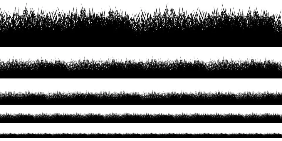 Grass, black silhouette, set. Vector illustration. Illustrazione stock