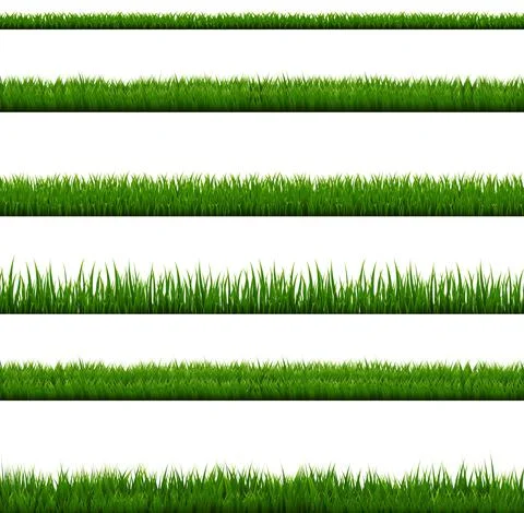 Grass Border Collection Isolated White Background Stock Illustration