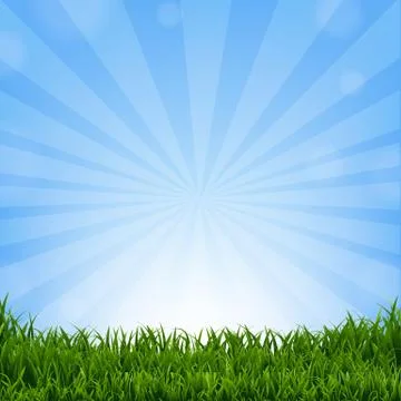Grass Border With Sunburst Stock Illustration