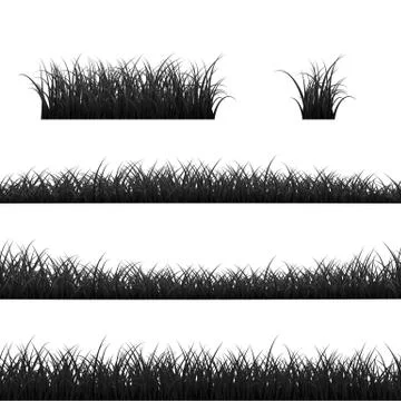 Grass Borders Set. Black Grass Panorama. Vector illustration isolated on whit Stock Illustration