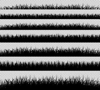 Grass borders silhouette set on transparent background vector Stock Illustration