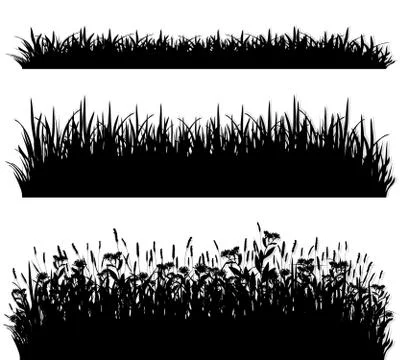 Grass borders silhouette set vector Illustrazione stock